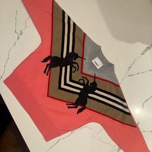 Burberry Gray, Red, Salmon UNICORN Sweater
